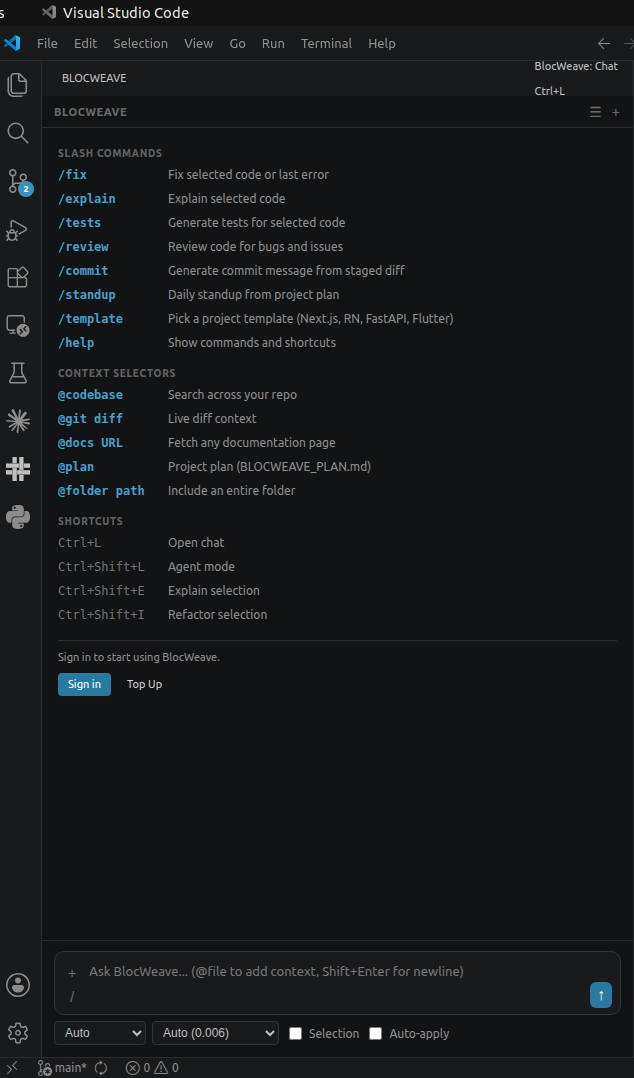 BlocWeave chat interface